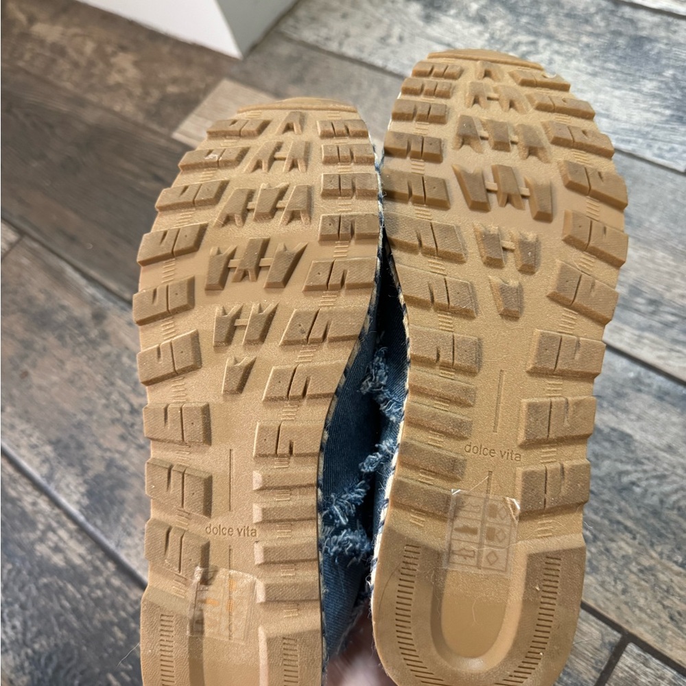 Dolce Vita Denim Blue Frayed Sneakers - Picture 5 of 5